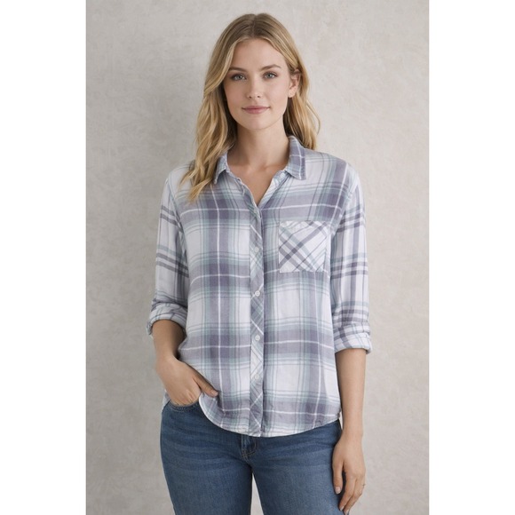Rails Tops - Rails Cooper Ocean Mist Plaid Button Up Shirt Blue Green Small‎ INT-100-507-203